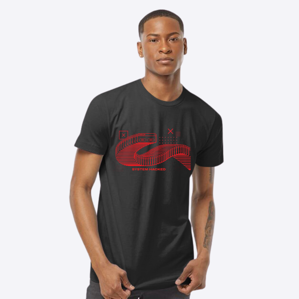 Unisex System Hacked Fine Black Jersey T-Shirt