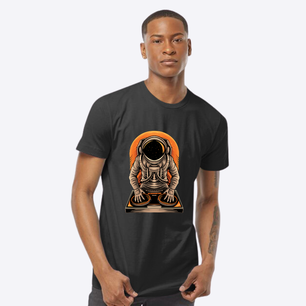 Unisex Astro Dj Fine Black Jersey T-Shirt
