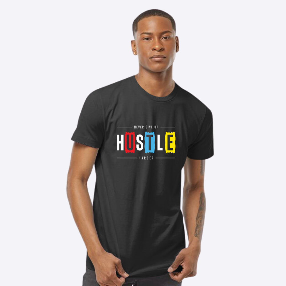 Unisex Hustle Harder Fine Black Jersey T-Shirt