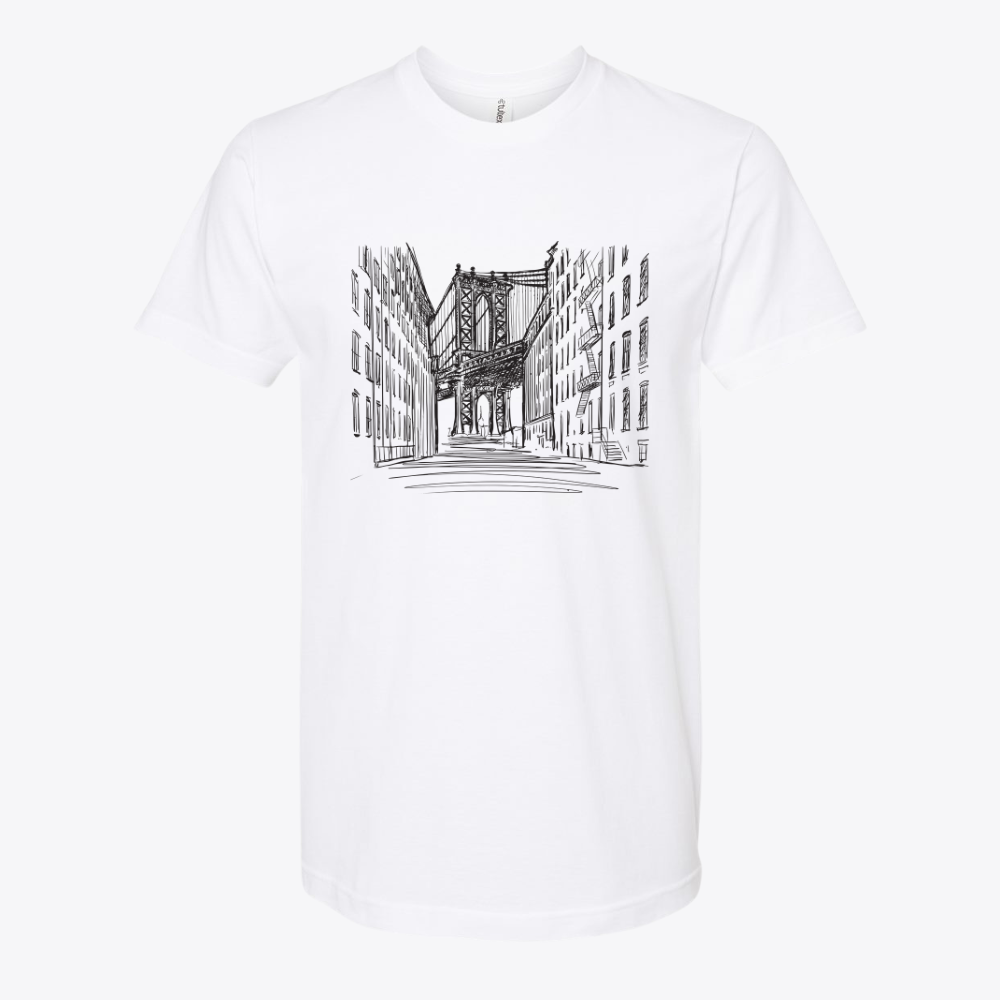 Unisex Bridge Sketch Fine Jersey Slim Fit T-Shirt