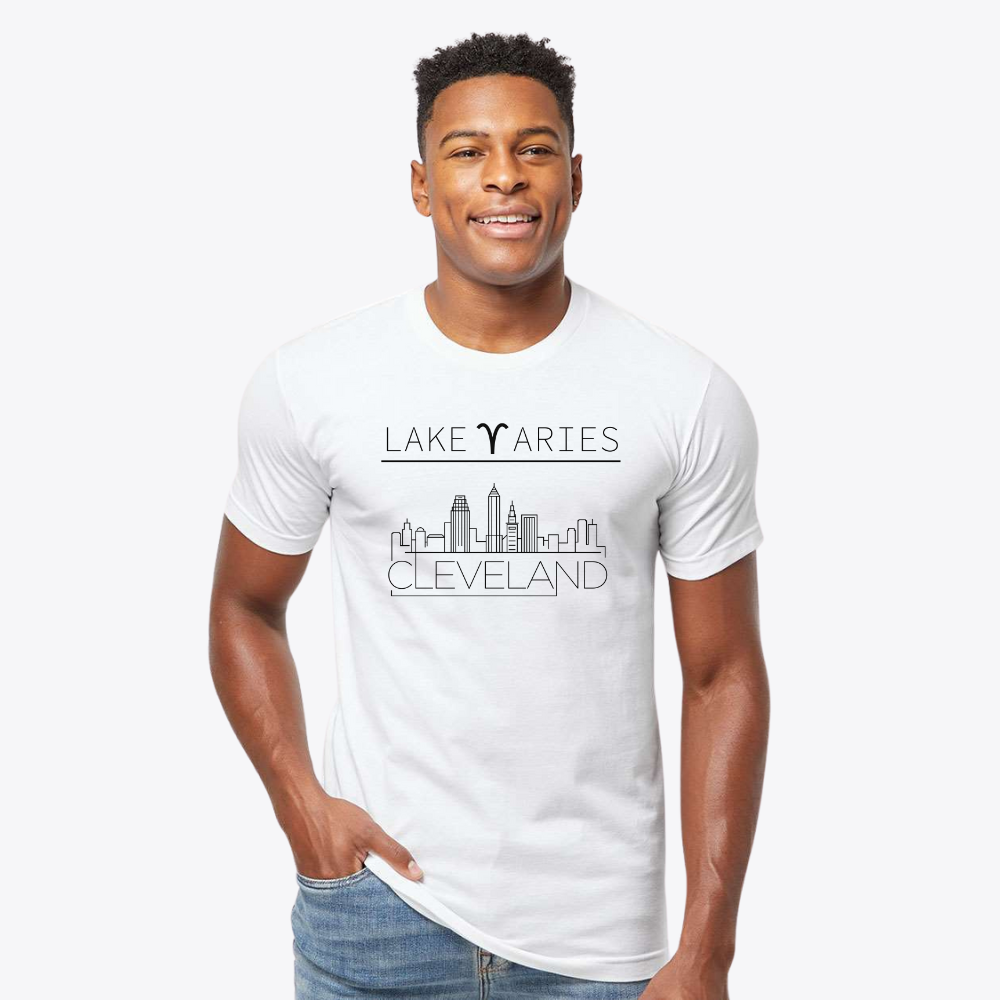 Unisex Lake Aries Cleveland Sky Fine Jersey T-Shirt