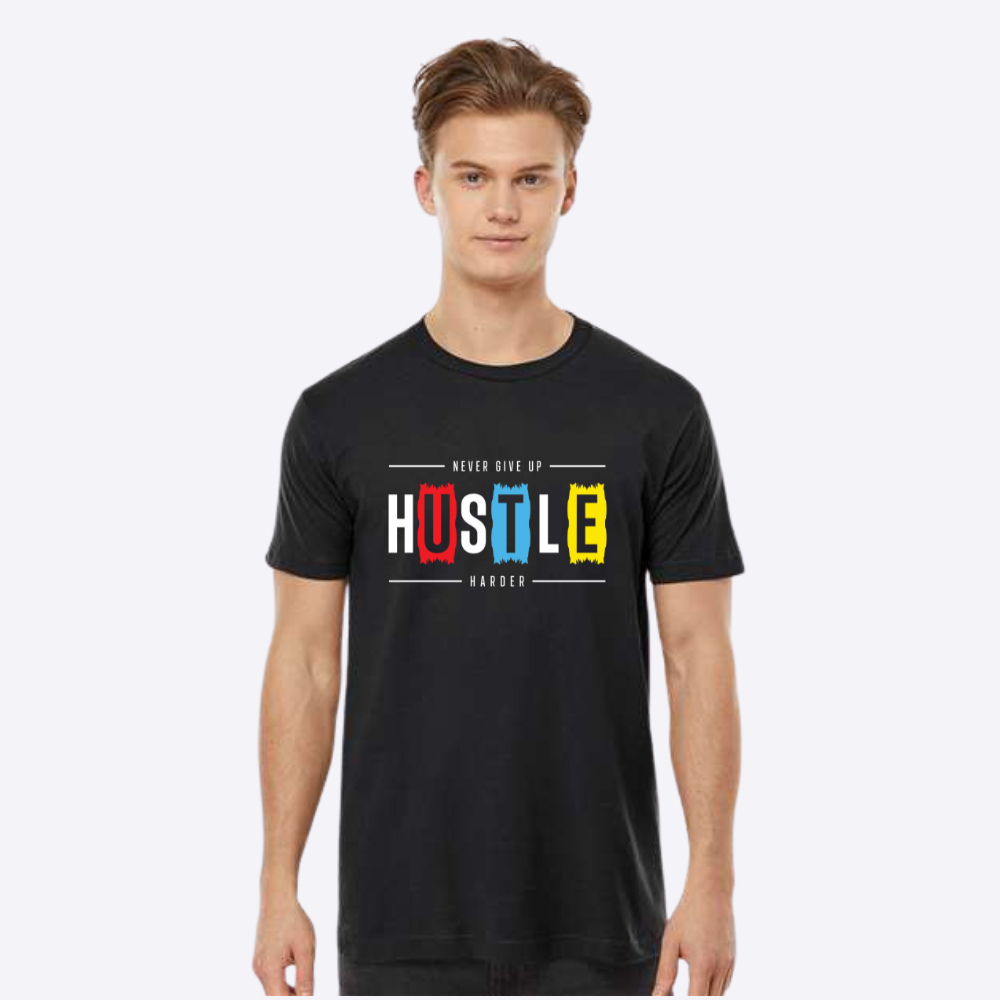 Unisex Hustle Harder Fine Black Jersey T-Shirt