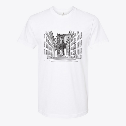 Unisex Bridge Sketch Fine Jersey Slim Fit T-Shirt