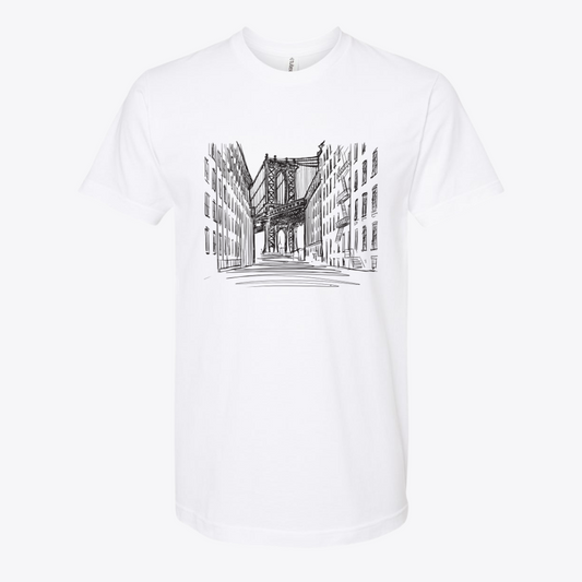 Unisex Bridge Sketch Fine Jersey Slim Fit T-Shirt