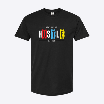 Unisex Hustle Harder Fine Black Jersey T-Shirt