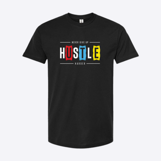 Unisex Hustle Harder Fine Black Jersey T-Shirt